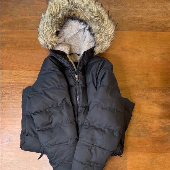 Girls Lands' End Jacket faux fur Cream Lining - Picture 2 of 5